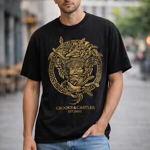 Crooks & Castles Black Graphic T-Shirt Large